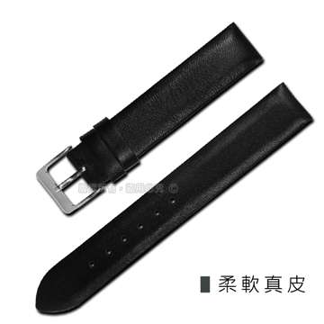 Watchband / 同寬14.16.18mm / 各品牌通用柔軟簡約質感真皮錶帶 黑色