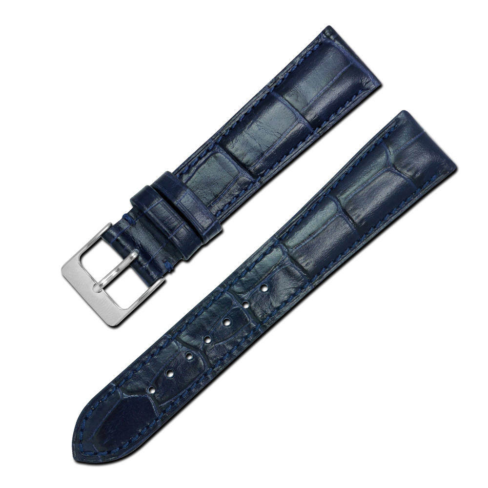 Watchband / 17.18.19.20mm / 義大利原裝進口壓紋牛皮錶帶 藍色