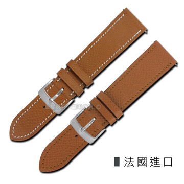 Watchband / HERMES 愛馬仕-法國進口柔軟簡約質感車線高級替用真皮錶帶 棕色