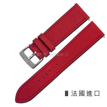 Watchband / HERMES 愛馬仕-法國進口柔軟簡約質感車線高級替用真皮錶帶 紅色