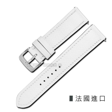 Watchband / HERMES 愛馬仕-法國進口柔軟簡約質感車線高級替用真皮錶帶 白色