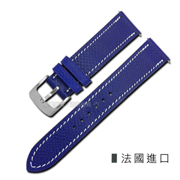 Watchband / HERMES 愛馬仕-法國進口柔軟簡約質感車線高級替用真皮錶帶 藍紫色