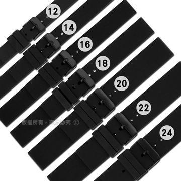 Watchband / 舒適耐用 輕便運動型 矽膠錶帶 黑色