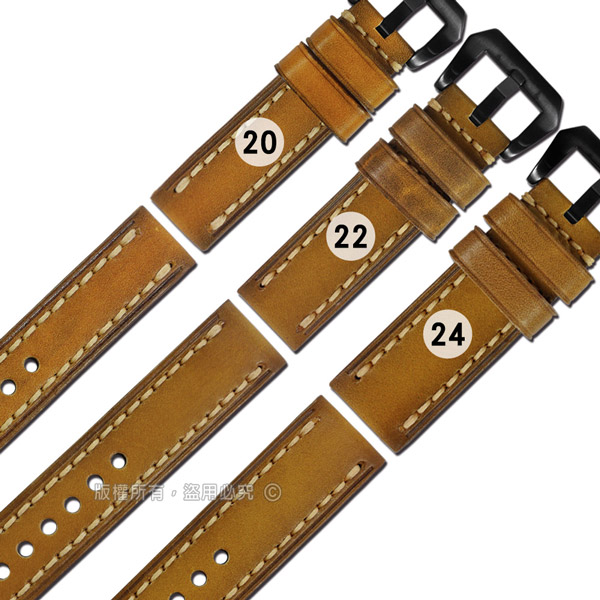 Watchband / 20.22.24mm / 各品牌通用 百搭款 經典復刻 厚實柔軟 牛皮錶帶 橘黃色