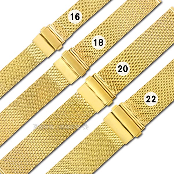 Watchband / DW代用 各品牌通用 透亮 輕巧耐用 米蘭編織不鏽鋼錶帶 金色