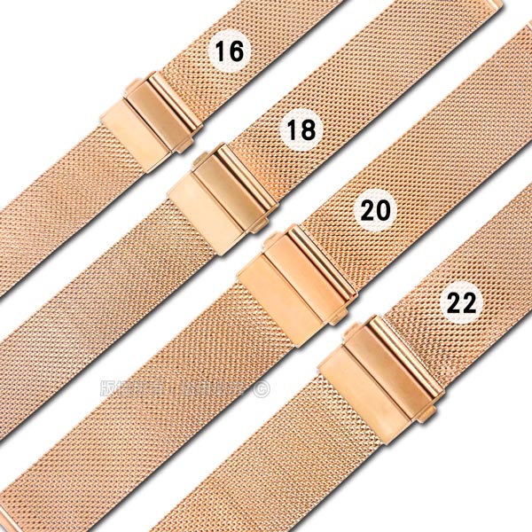 Watchband / DW代用 各品牌通用 透亮 輕巧耐用 米蘭編織不鏽鋼錶帶 玫瑰金