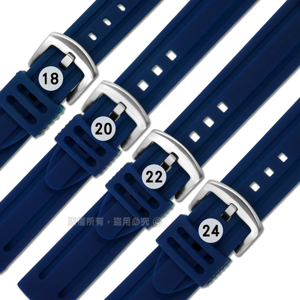 Watchband / 各品牌通用 舒適耐用 輕便 運動型 加厚矽膠錶帶 藏藍色
