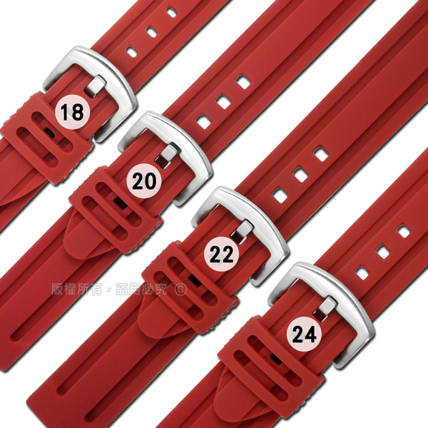 Watchband / 各品牌通用 舒適耐用 輕便 運動型 加厚矽膠錶帶 紅色