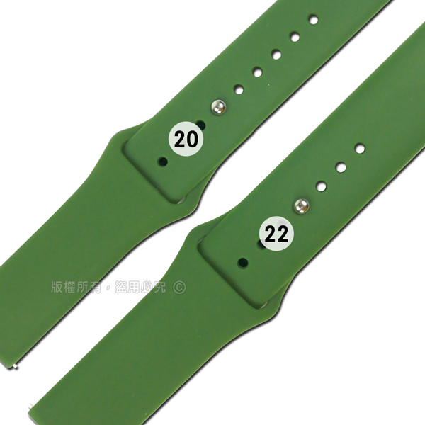 Watchband / 各品牌通用 快拆錶耳 輕盈舒適 運動型 穿式按夾扣 矽膠錶帶 綠色