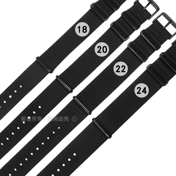 Watchband / DW代用 各品牌通用 流行百搭 輕便柔軟 尼龍錶帶 黑色