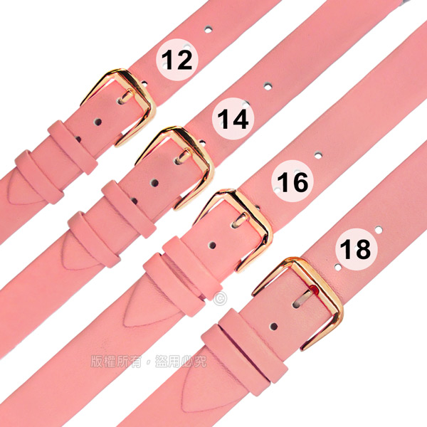 Watchband / 超薄 各品牌通用 簡約經典 真皮錶帶 鍍玫瑰金不鏽鋼扣頭 粉紅色