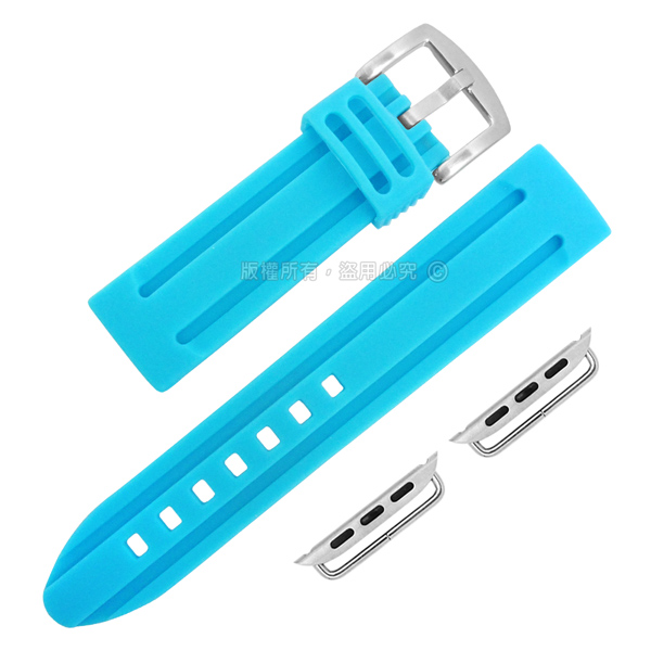 Apple Watch / 蘋果手錶替用錶帶 蘋果錶帶 加厚 運動型 矽膠錶帶 藍色