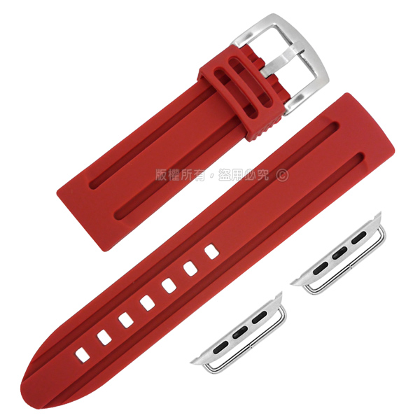 Apple Watch / 蘋果手錶替用錶帶 蘋果錶帶 加厚 運動型 矽膠錶帶 紅色