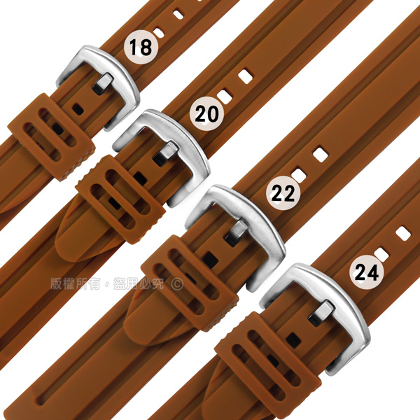 Watchband / 各品牌通用 舒適耐用 輕便 運動型 加厚矽膠錶帶 褐色