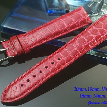 進口純正鱷魚皮高級錶帶桃紅色 ( .20mm.19mm.18mm.16mm.14mm.12mm)