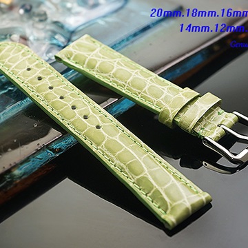 進口純正鱷魚皮高級錶帶蘋果綠 ( .20mm.18mm.16mm.12mm)