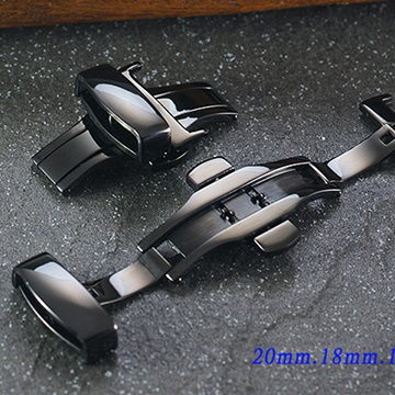 高品質黑色雙向彈壓式摺疊扣(蝴蝶扣)( 22mm.20mm.18mm.16mm)