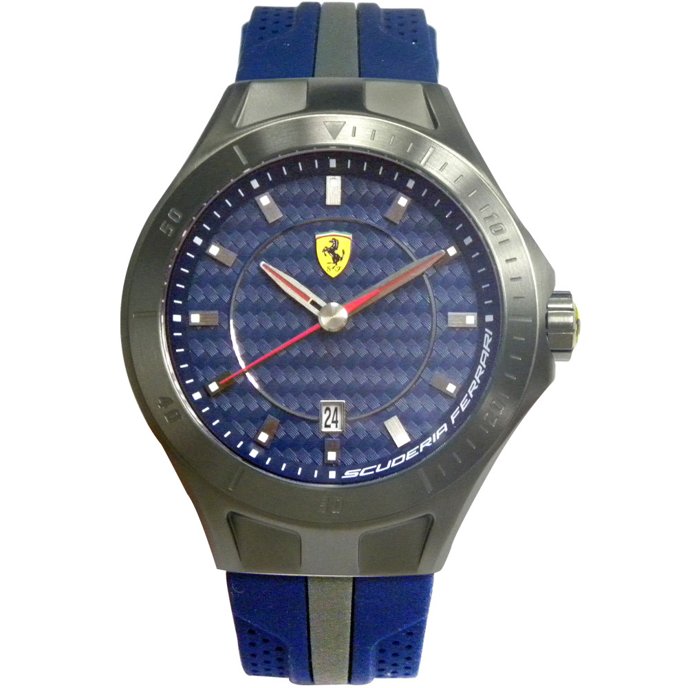 Scuderia Ferrari 法拉利 流線快感碳纖維賽車錶(藍/45mm) FA0830081