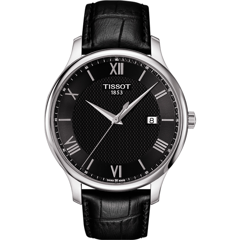 TISSOT Tradition 羅馬經典大三針石英腕錶-黑/42mm T0636101605800
