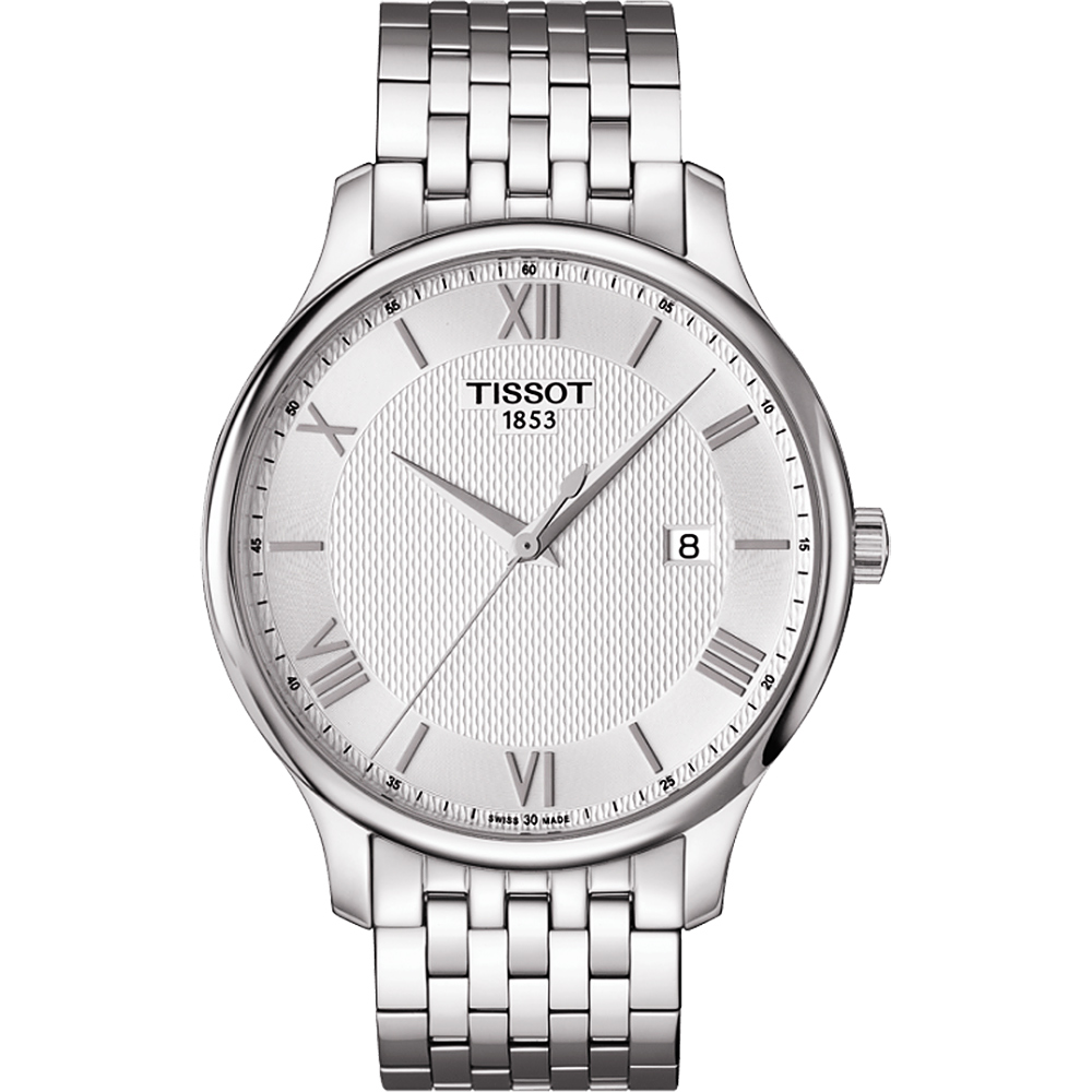 TISSOT Tradition 羅馬經典大三針石英腕錶-銀/42mm T0636101103800