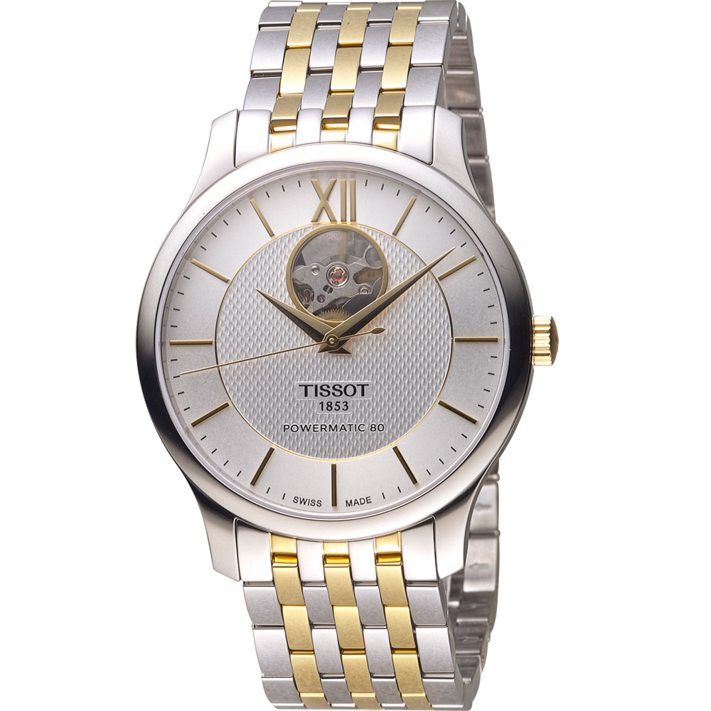 TISSOT TRADITION 古典風格自動機械錶 T0639072203800 雙色40mm