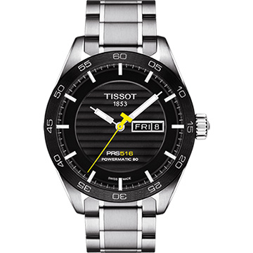 TISSOT 天梭 PRS516 系列時尚機械腕錶-黑/42mm T1004301105100