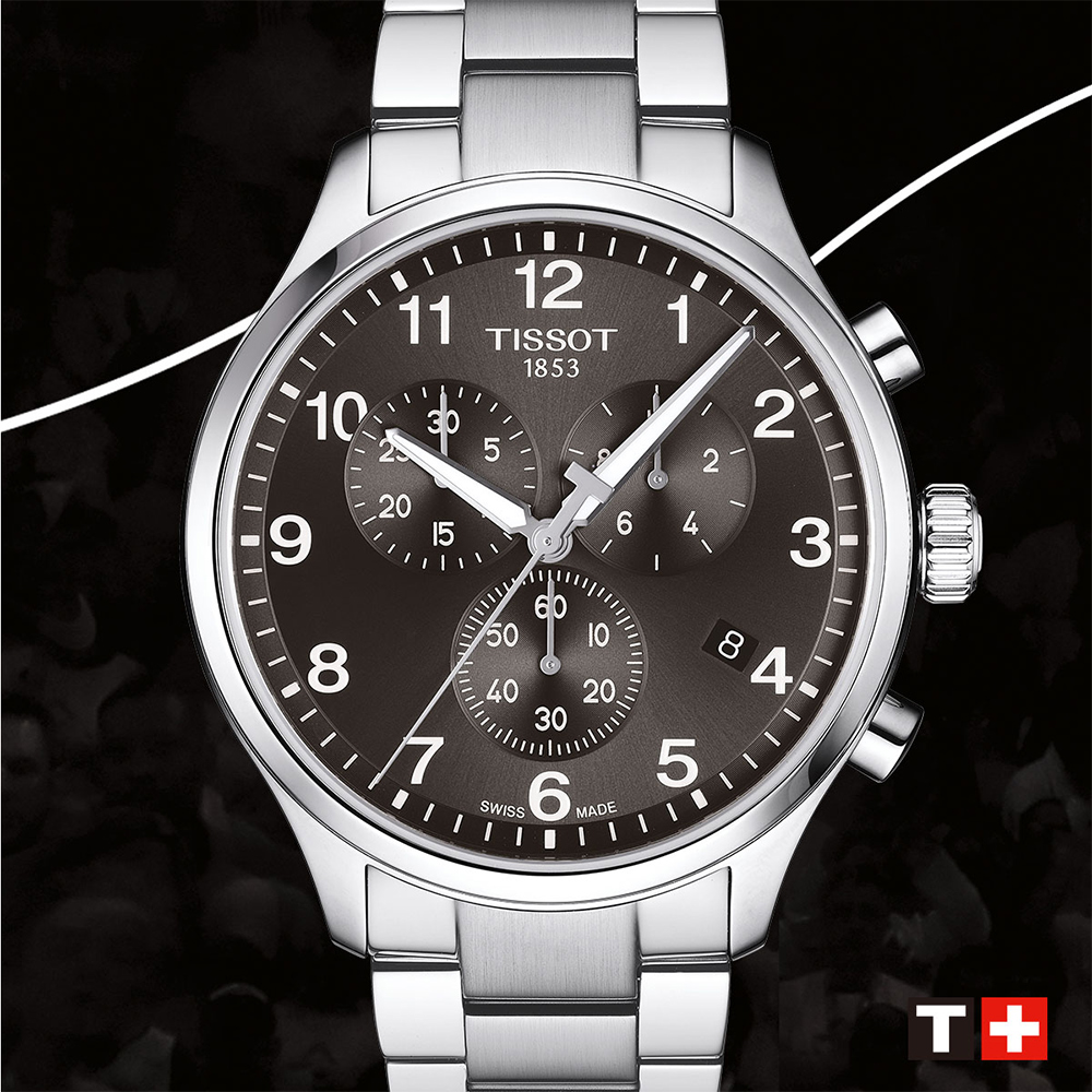 TISSOT 天梭 韻馳系列 Chrono XL計時手錶-黑x銀/45mm T1166171105701