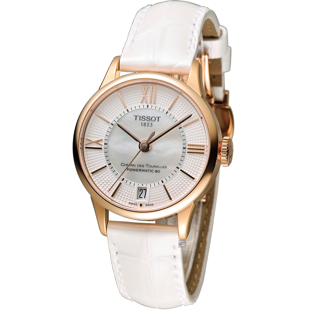 T0992073611800 白x玫瑰金色 TISSOT T-Classic 優雅時尚機械腕錶
