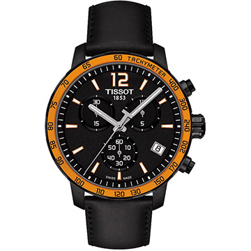 TISSOT T-Sport Quickster 競速運動計時腕錶-黑x橘框/42mm T0954173605701