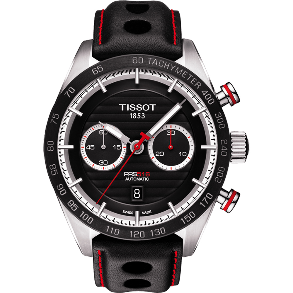TISSOT PRS516 系列計時機械腕錶-黑/45mm T1004271605100