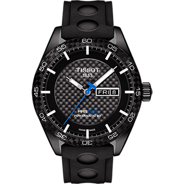 TISSOT PRS516 系列時尚機械腕錶-黑x橡膠錶帶/42mm T1004303720100