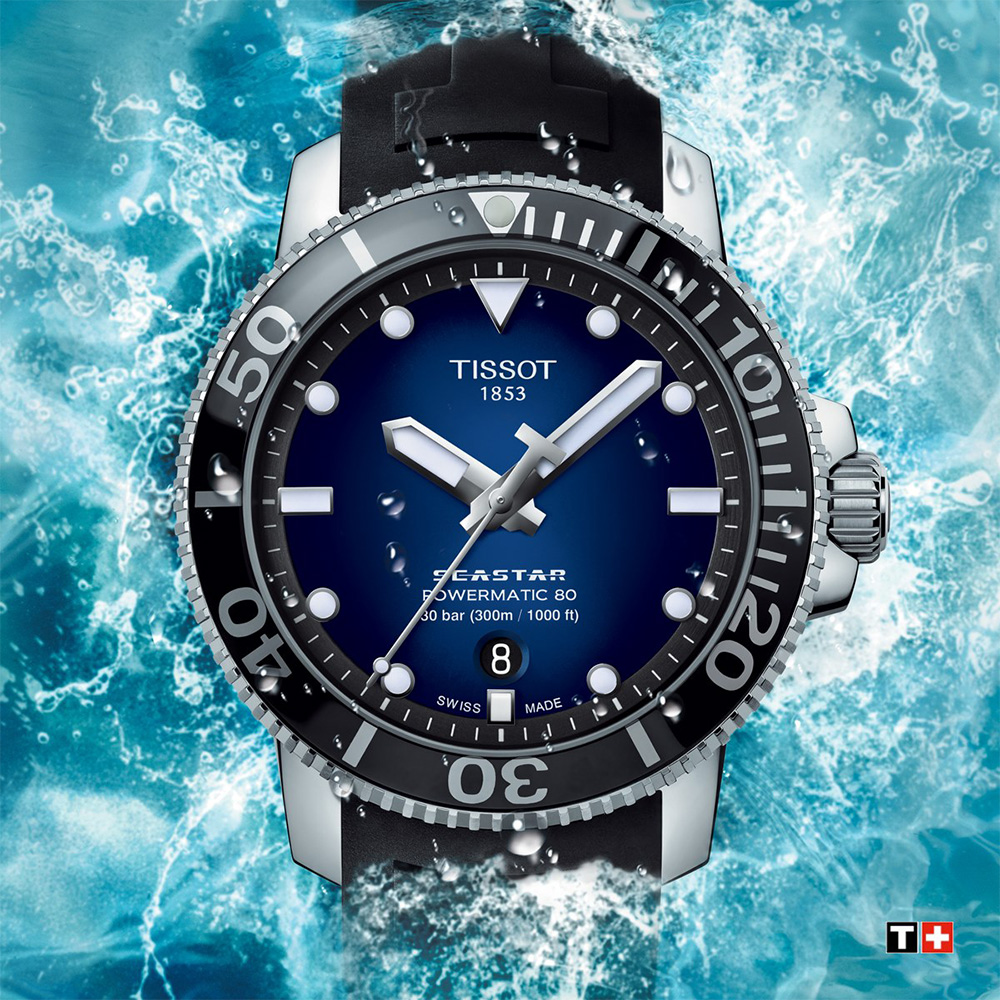 TISSOT天梭 Seastar1000 海洋之星潛水專業機械錶(藍/43mm) T1204071704100