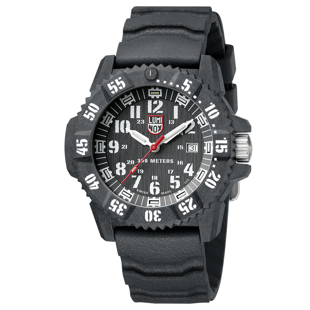 LUMINOX 雷明時 CARBON SEAL 3800碳纖維超級海豹系列腕錶-黑x白時標/46mm
