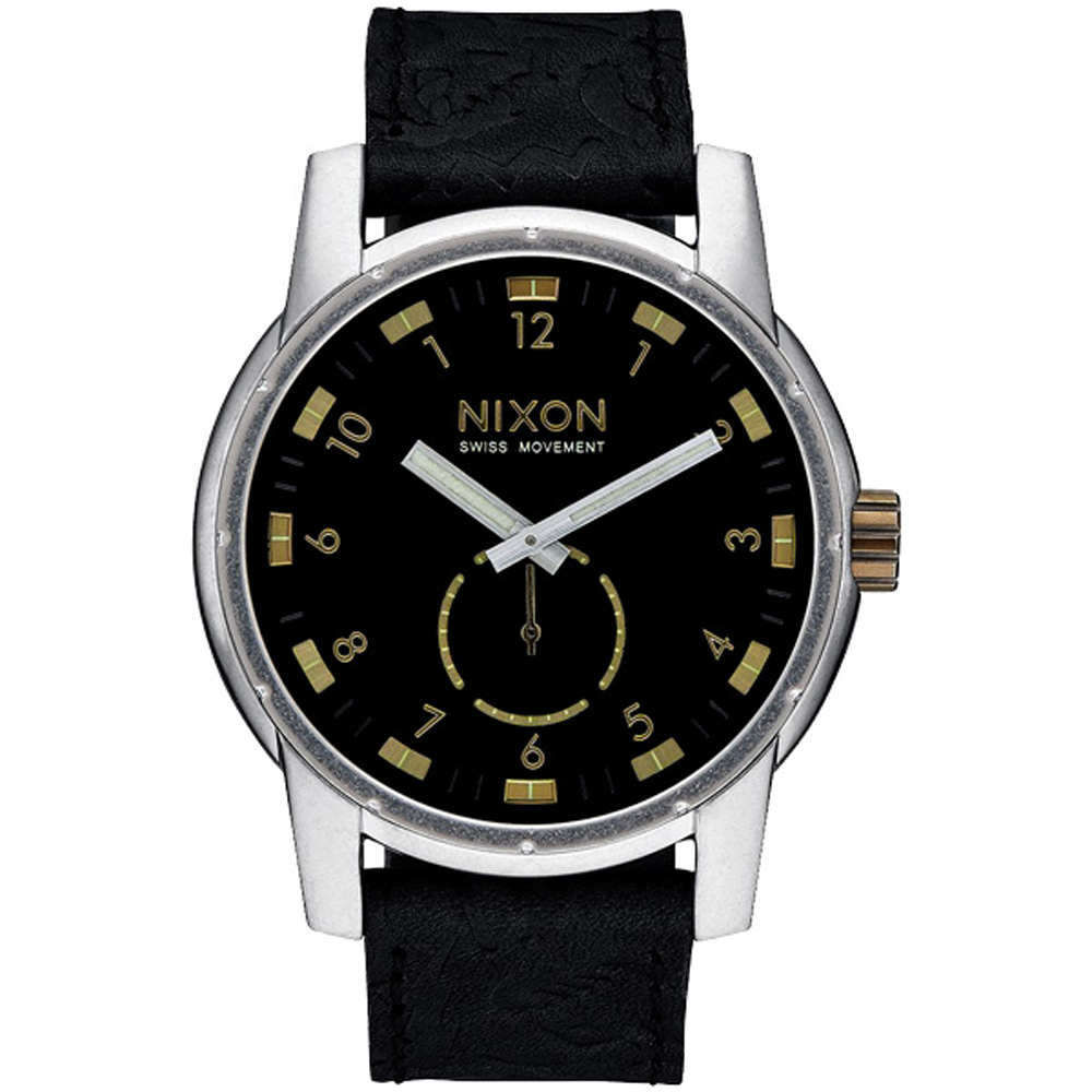 NIXON PATRIOT LEATHER 獨領風騷復古時尚腕錶-金X黑