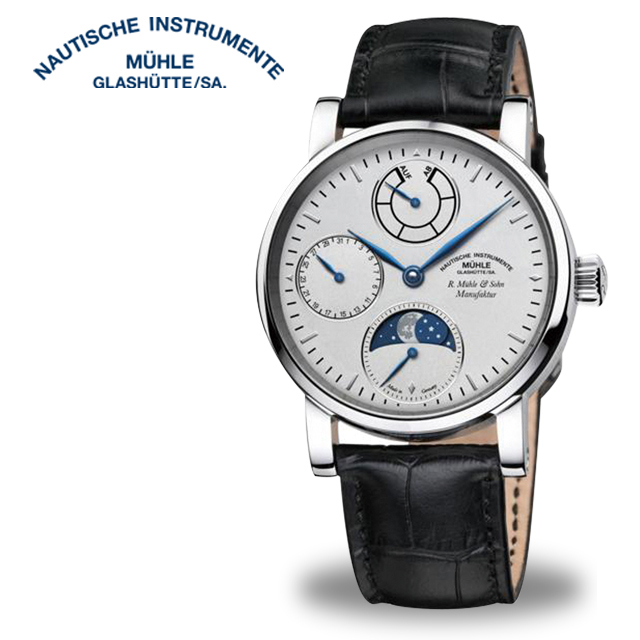 德國高級腕錶品牌：格拉蘇蒂-莫勒R. Mühle＆Sohn 月相M1-11-53-LB機械男錶