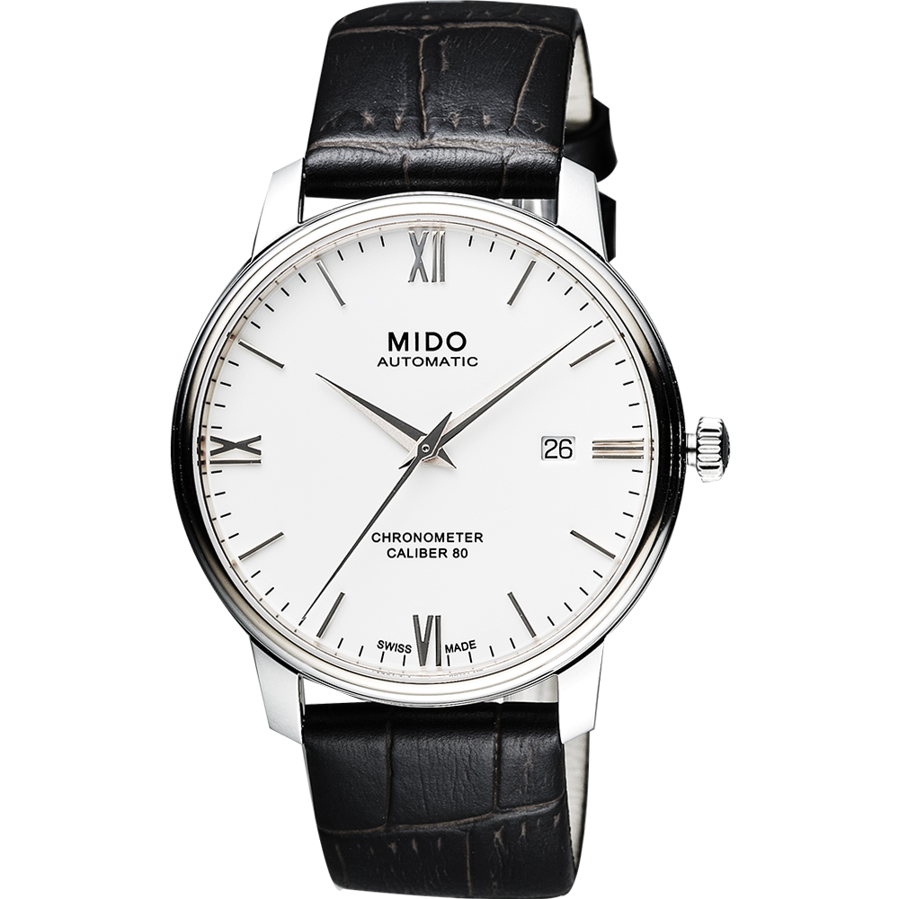 MIDO 美度 永恆系列80小時天文台認證矽游絲機械錶-白x黑/39mm M0274081601800