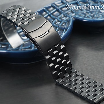 全新 不鏽鋼實心履帶型摺疊扣-金屬錶帶 (24mm.22mm.20mm)