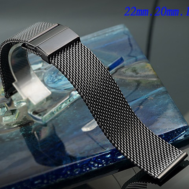 全新 不鏽鋼編織摺疊扣米蘭帶-金屬錶帶 (22mm.20mm.18mm)