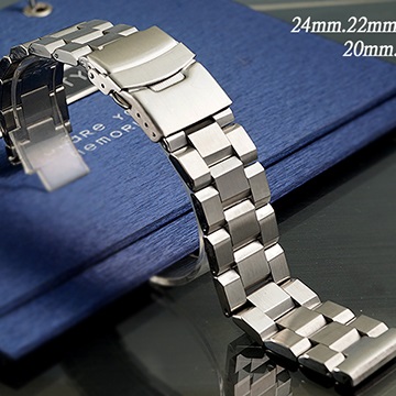 【時間探索】全新 不鏽鋼實心履帶型摺疊扣-金屬錶帶 (24mm.22mm.20mm.18mm)