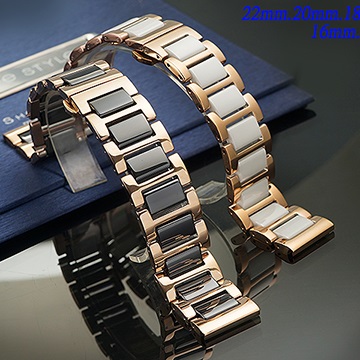 全新 不鏽鋼+陶瓷摺疊扣金屬錶帶 ( 22mm.20mm.18mm.16mm.14mm )