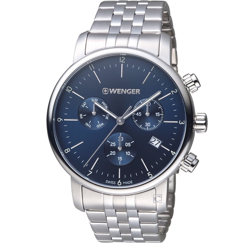 01.1743.105 瑞士威戈錶 WENGER Urban 都會系列 經典極簡美學計時腕錶