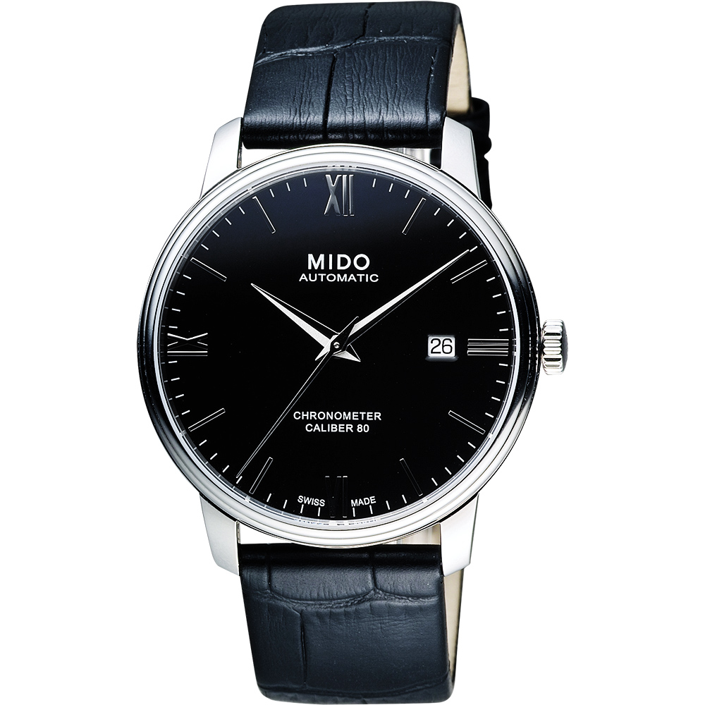 MIDO 美度 永恆系列80小時天文台認證矽游絲機械錶-黑x銀/40mm M0274081605800