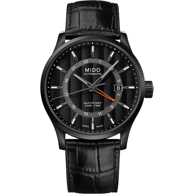 MIDO 美度 Multifort 先鋒系列雙時區機械錶-黑/42mm M0384293605100