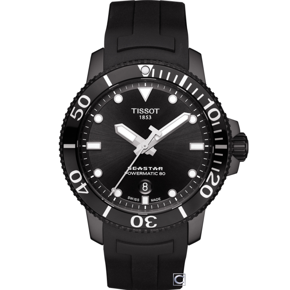 TISSOT Seastar 海星300米潛水機械錶(T1204073705100)43mm