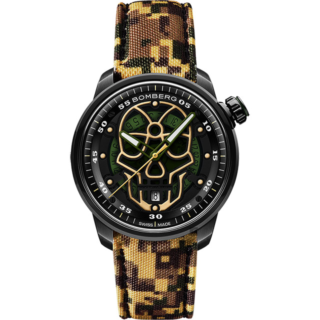 BOMBERG 炸彈錶BB-01 系列軍綠迷彩骷髏頭限量機械錶-43mm CT43APBA.23-4.11
