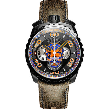 BOMBERG 炸彈錶 BOLT-68 藍骷顱限量計時手錶-咖啡/45mm BS45CHPBA.051.3