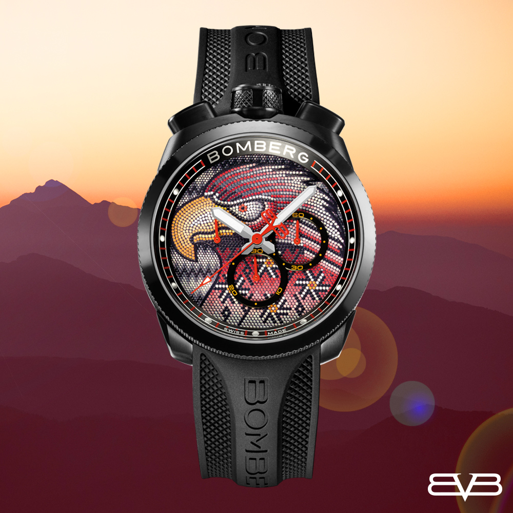 BOMBERG【炸彈錶】BOLT-68 系列 紅色珍珠雄鷹計時碼錶