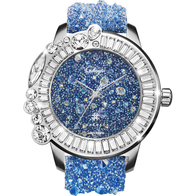 Galtiscopio迦堤 星鑽浪漫系列閃耀水晶錶-藍/48mm AUSS001SBULS