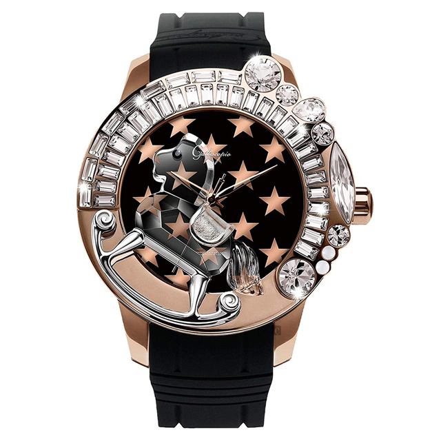 Galtiscopio迦堤 夢幻星際系列星空手錶-黑x玫塊金框/50mm LG1RGZS001BRS