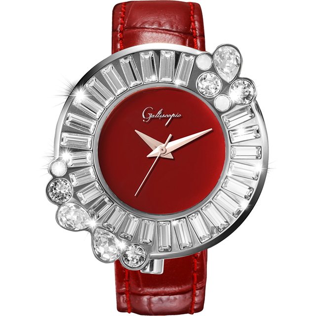Galtiscopio迦堤 閃轉浪漫系列幾何手錶-紅/36mm SRSS001RLS